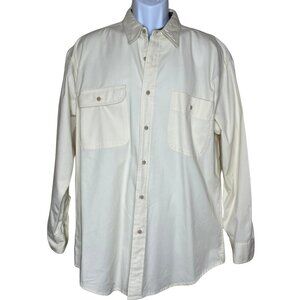 Vintage Duck Head Expedition Cotton Cream Long Sleeve Button Up Shirt Casual Lrg
